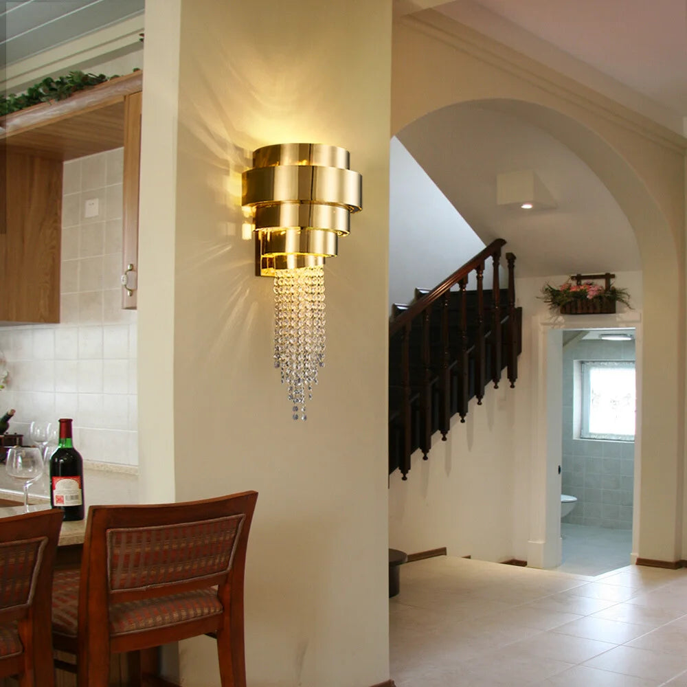 modern gold crystal sconce