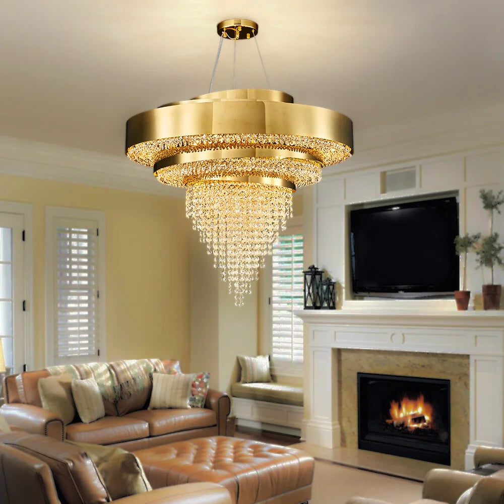 living room gold crystal chandelier