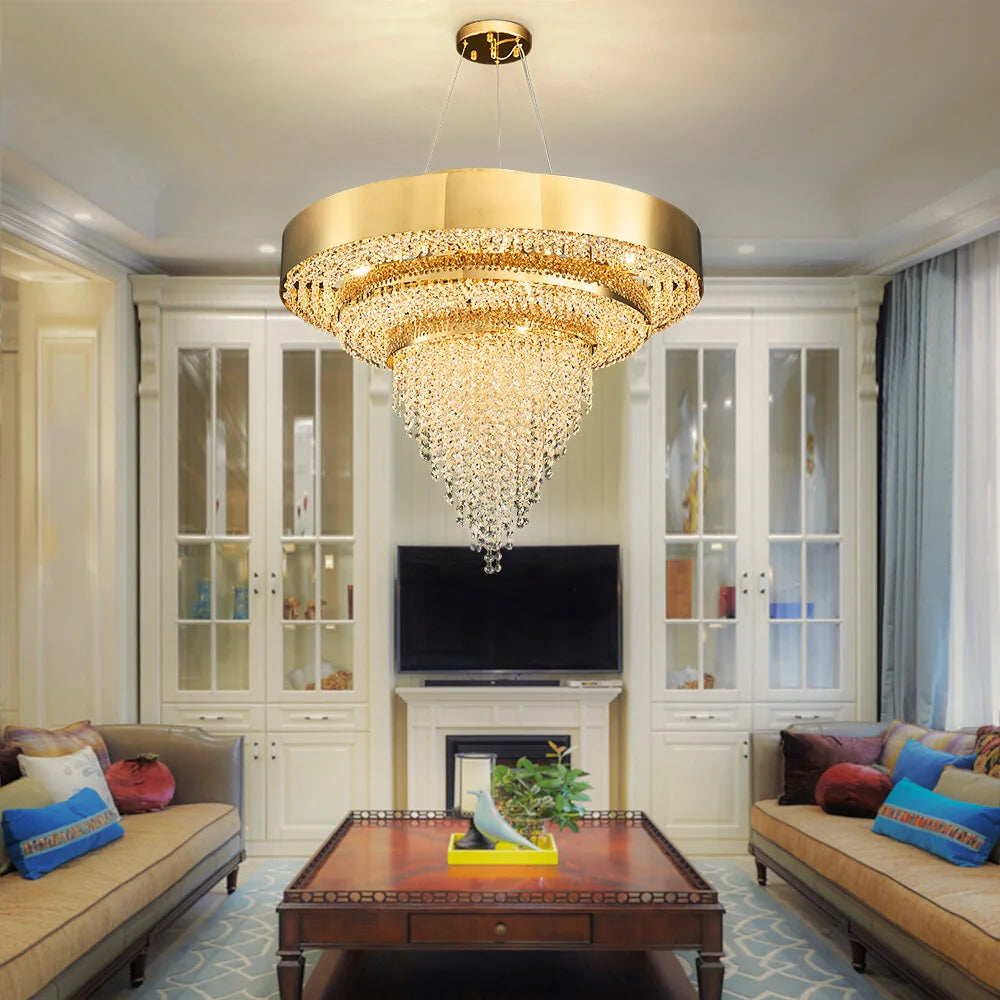 living room gold crystal chandelier