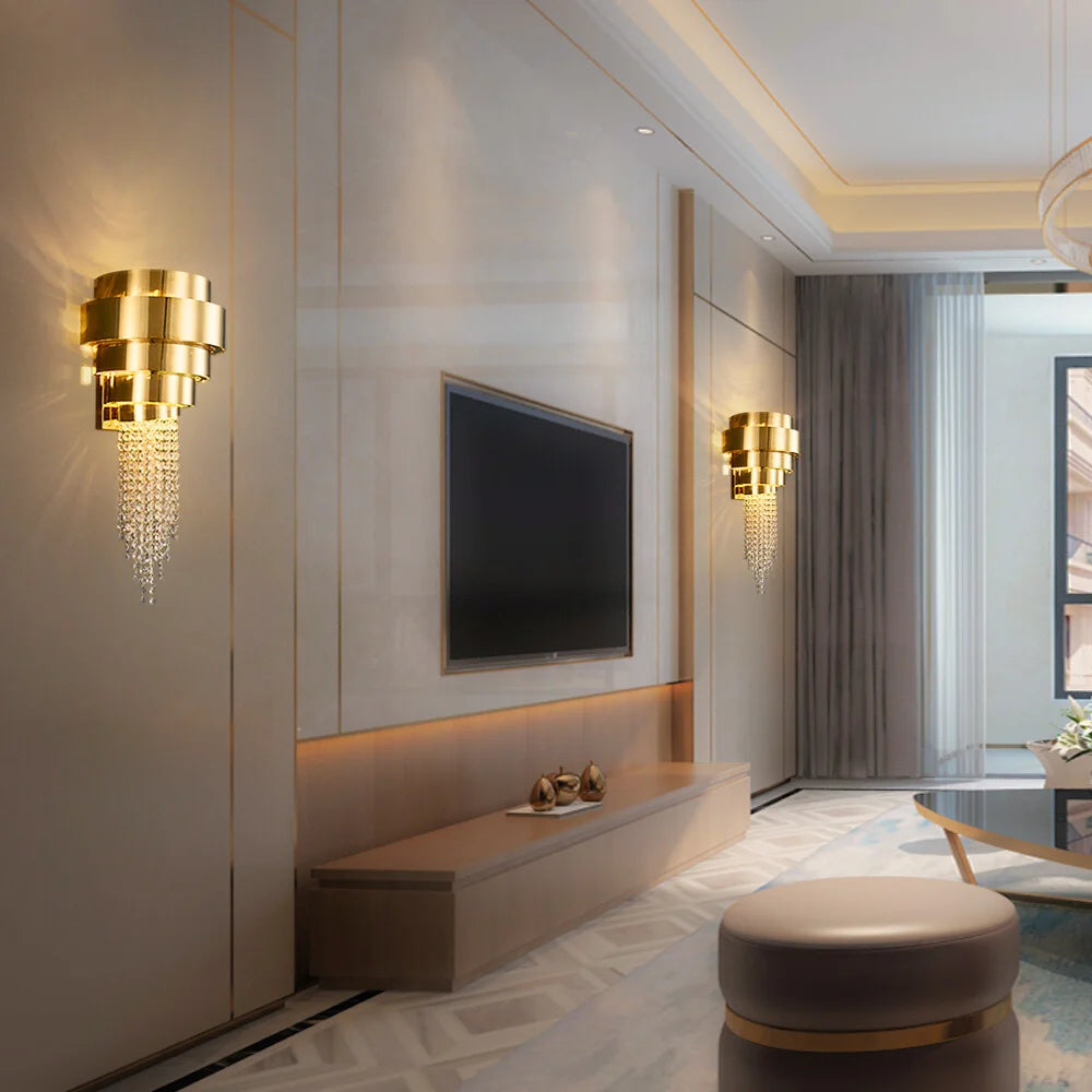 modern gold crystal sconce
