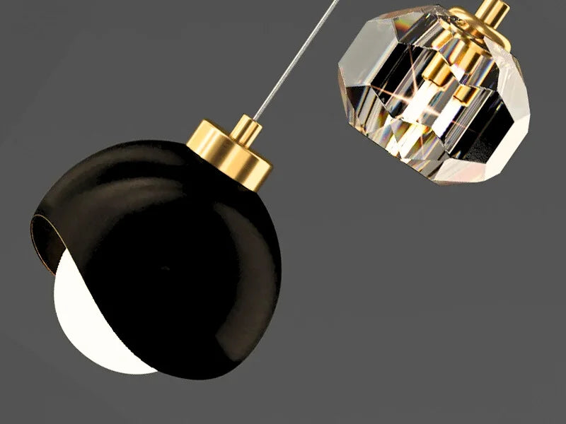 Arvo Pendant Light-Modern Crystal Mini Hanging Lights For Home Decor-Black Crystal Ball Detai
