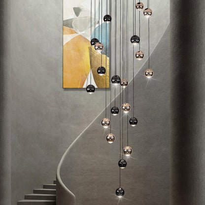 Asta Chandelier-Modern Black Ball LED Chandelier For Staircase/Entrance