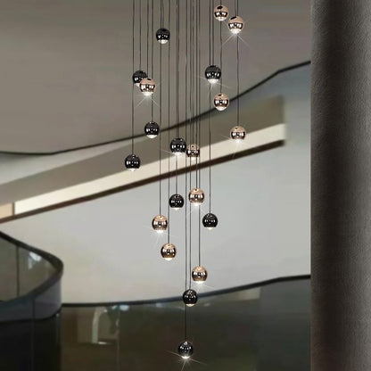 Asta Chandelier-Modern Black Ball LED Chandelier For Staircase/Entrance