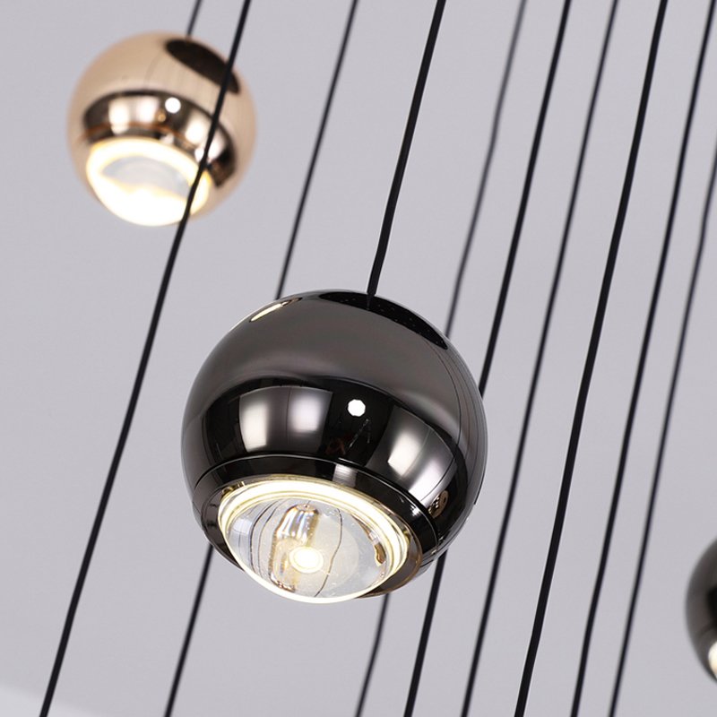 Asta Chandelier-Modern Black Ball LED Chandelier For Staircase/Entrance