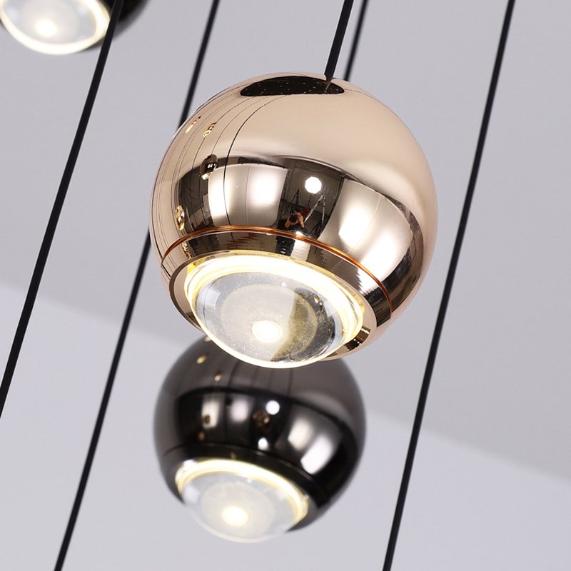 Asta Chandelier-Modern Black Ball LED Chandelier For Staircase/Entrance-Ball Detail