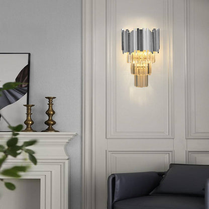 Astra Sconce-Modern Shiny Gold Crystal Wall Light 
