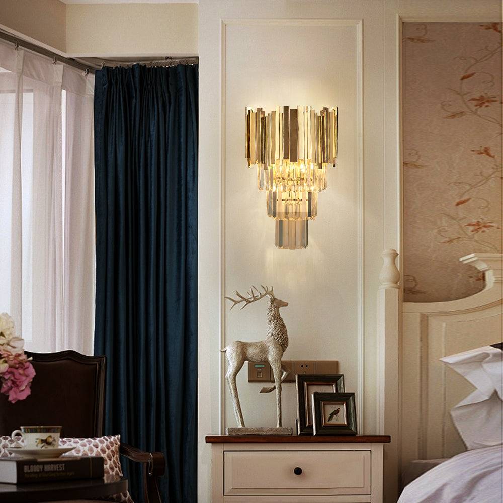 Astra Sconce-Modern Shiny Gold Crystal Wall Light 