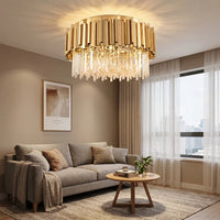 Astra Gold/Chrome Crystal Ceiling Light for Living Room & Dining Room