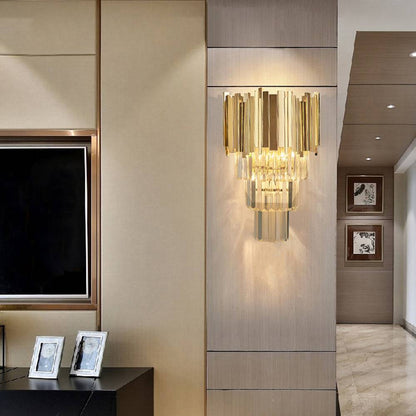 Astra Sconce-Modern Shiny Gold Crystal Wall Light 