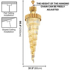 Astra Chandelier-X-Long Modern Gold Crystal Chandelier With Entrance