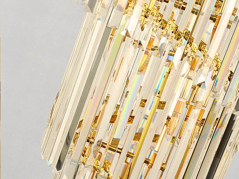Astra Chandelier-X-Long Modern Gold Crystal Chandelier With Entrance