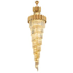 Astra Chandelier-X-Long Modern Gold Crystal Chandelier With Entrance