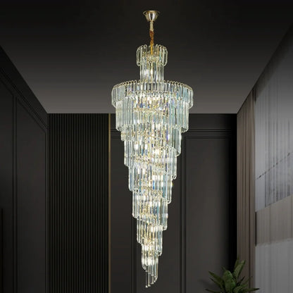 spiral crystal staircase chandelier