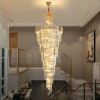 long crystal staircase chandelier