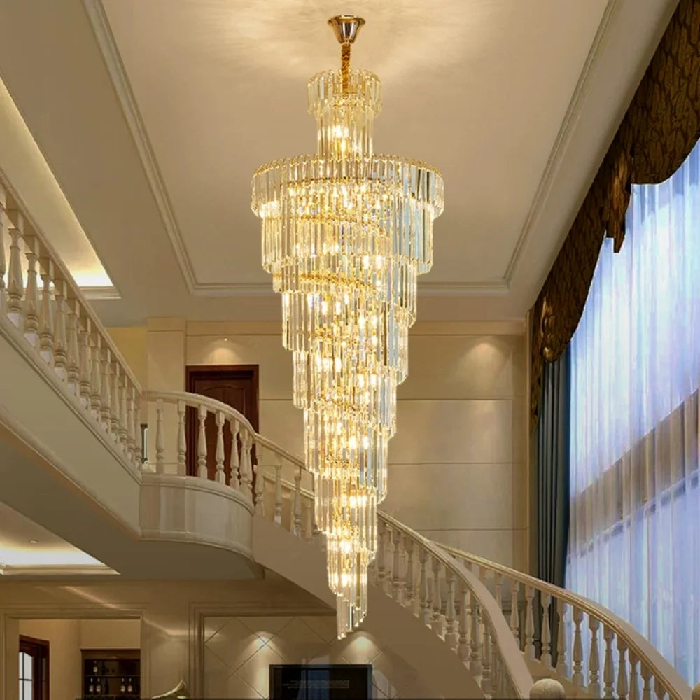 luxury staircase crystal chandelier