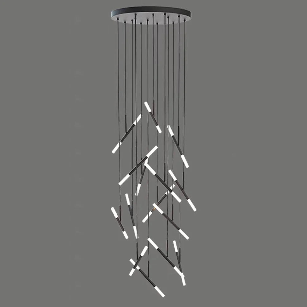 Axial Modern LED Black Acrylic Staircase Chandelier for Tall Foyers & Stairwells
