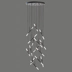 Axial Modern LED Black Acrylic Staircase Chandelier for Tall Foyers & Stairwells