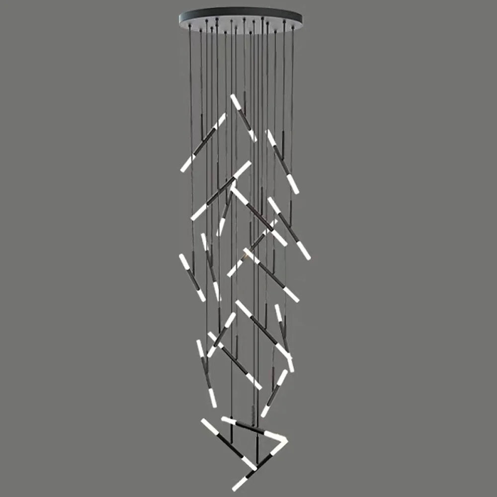 Axial Modern LED Black Acrylic Staircase Chandelier for Tall Foyers & Stairwells