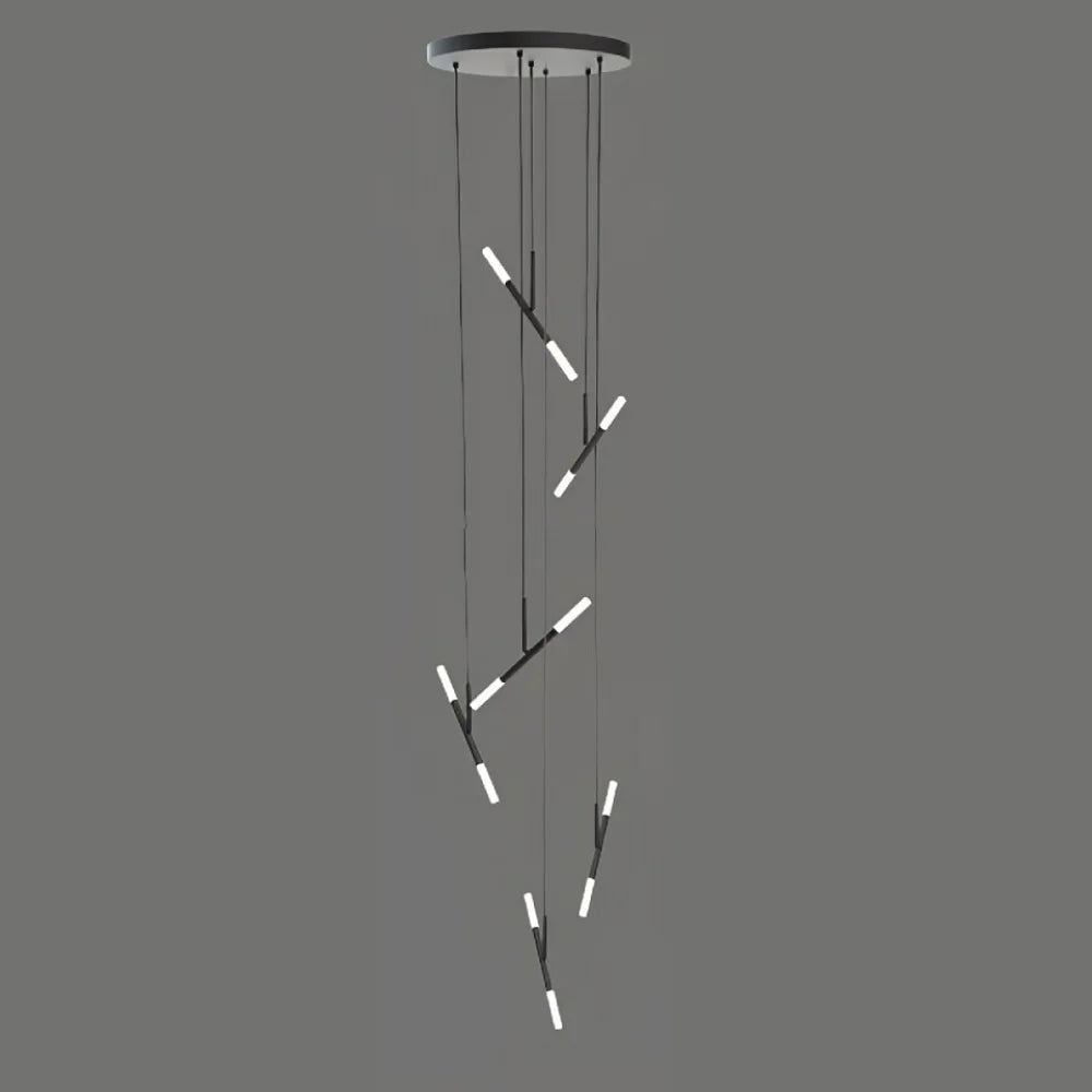 Axial Modern LED Black Acrylic Staircase Chandelier for Tall Foyers & Stairwells