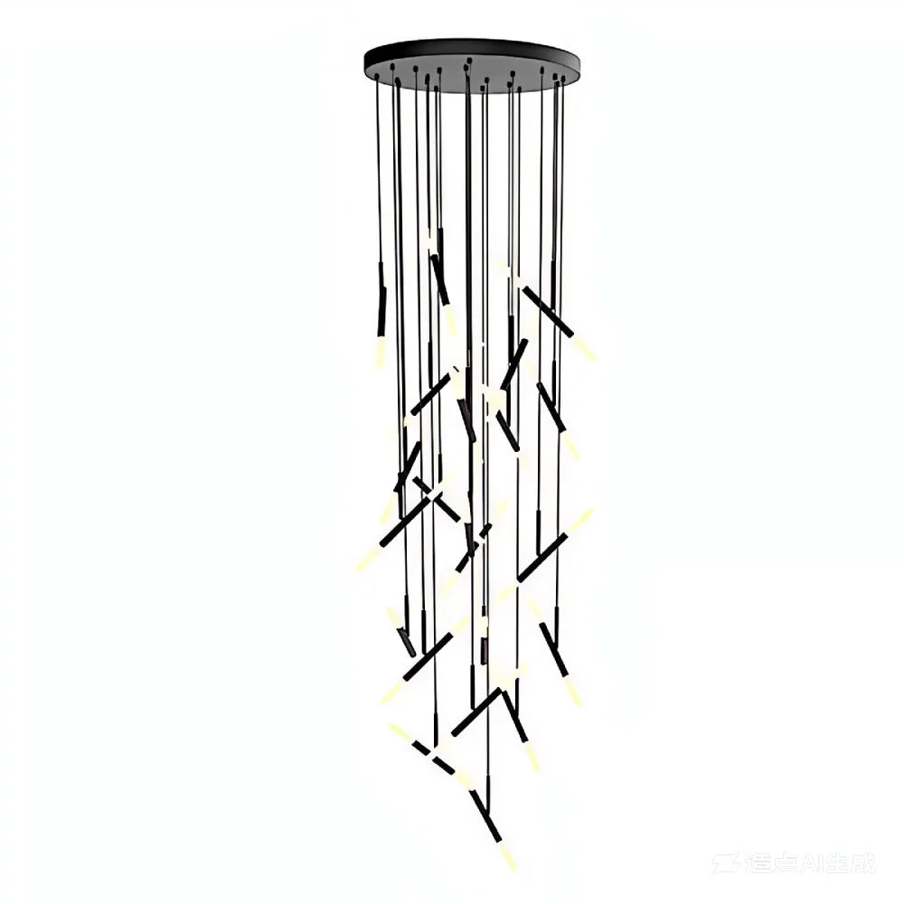 Axial Modern LED Black Acrylic Staircase Chandelier for Tall Foyers & Stairwells