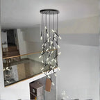 Axial Modern LED Black Acrylic Staircase Chandelier for Tall Foyers & Stairwells