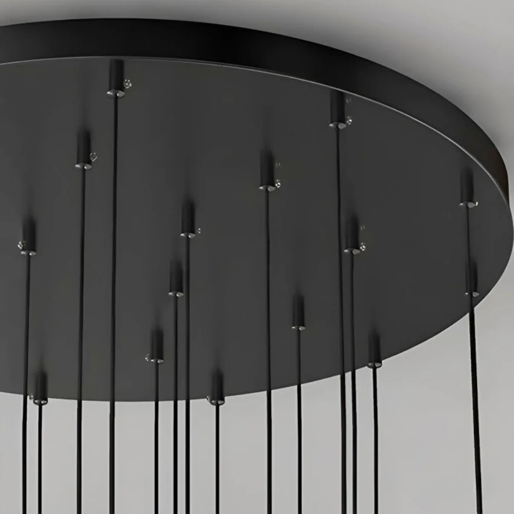 Axial Modern LED Black Acrylic Staircase Chandelier for Tall Foyers & Stairwells