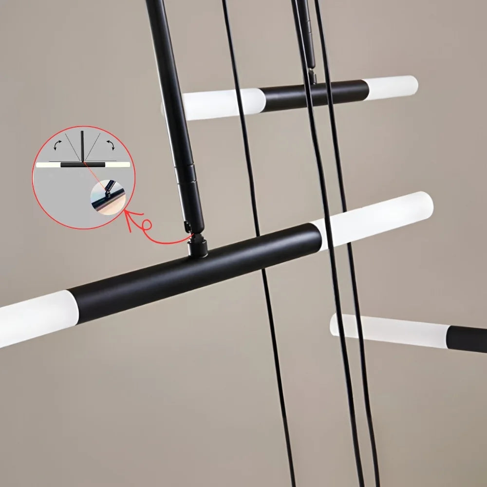 Axial Modern LED Black Acrylic Staircase Chandelier for Tall Foyers & Stairwells