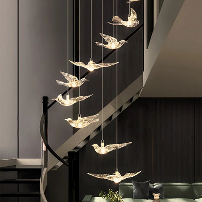 Bird Design Staircase Chandelier