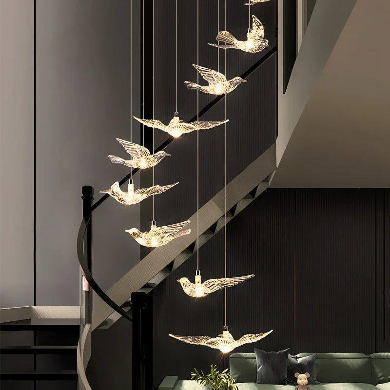 Bird Design Staircase Chandelier