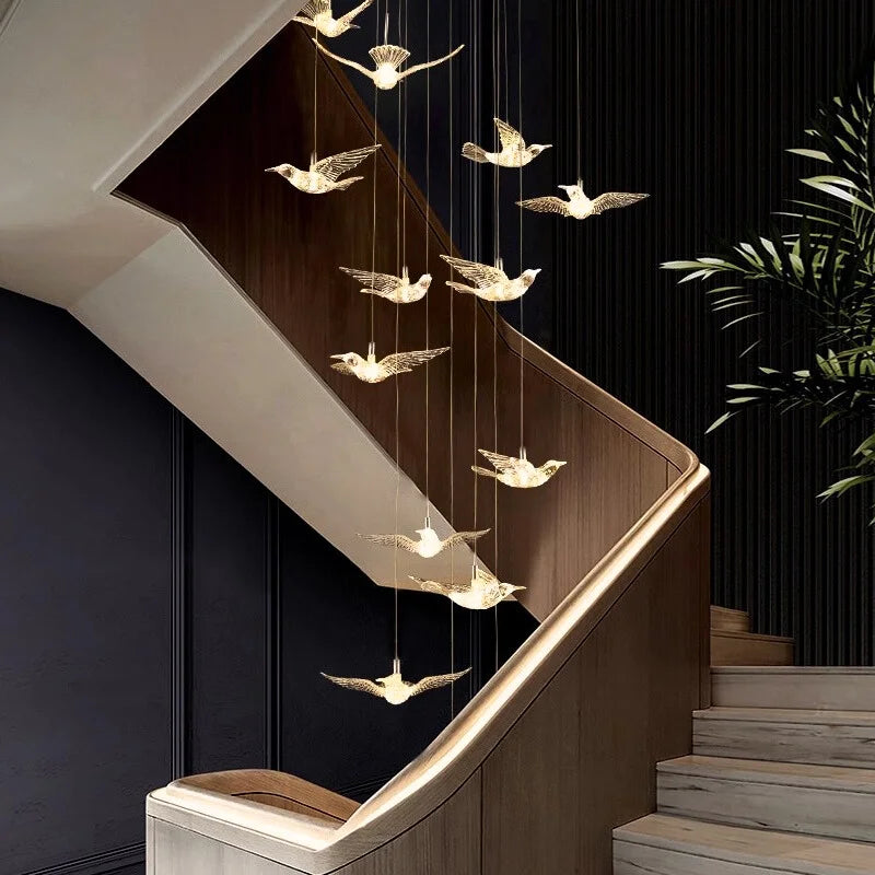 Bird Design Staircase Chandelier