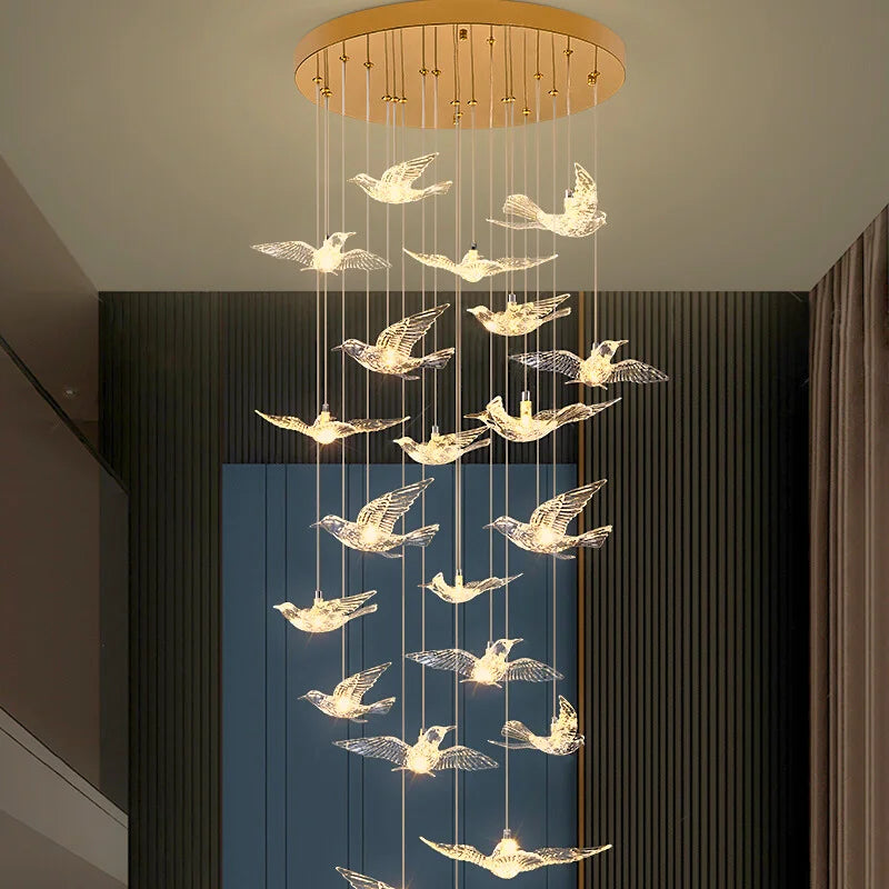 Bird Design Staircase Chandelier