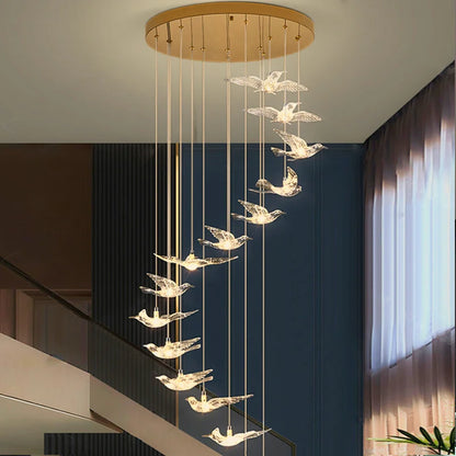 Bird Design Staircase Chandelier