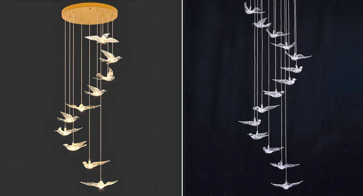 Bird Design Staircase Chandelier