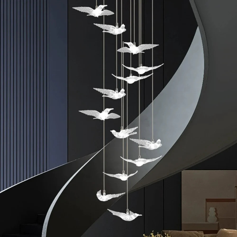 Bird Design Staircase Chandelier