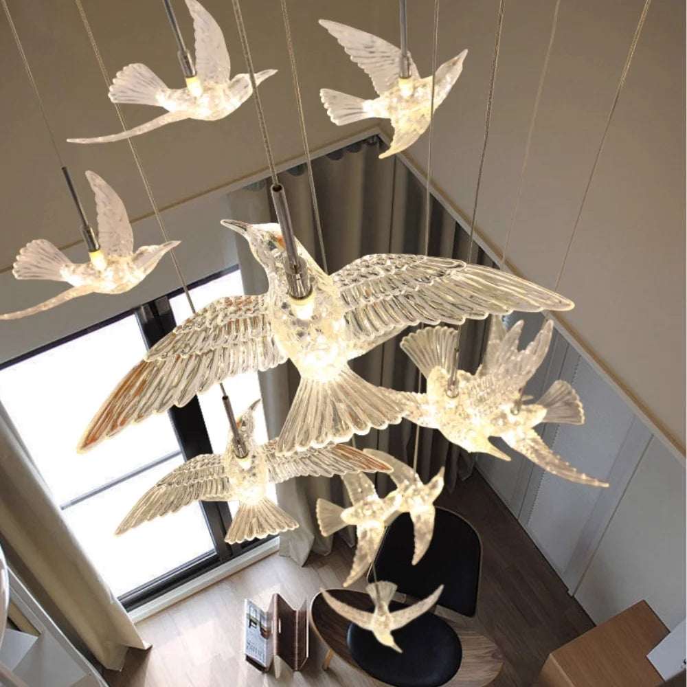 Bird Design Staircase Chandelier