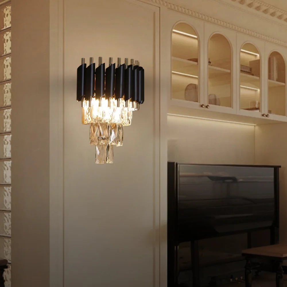 Black crystal wall lamp