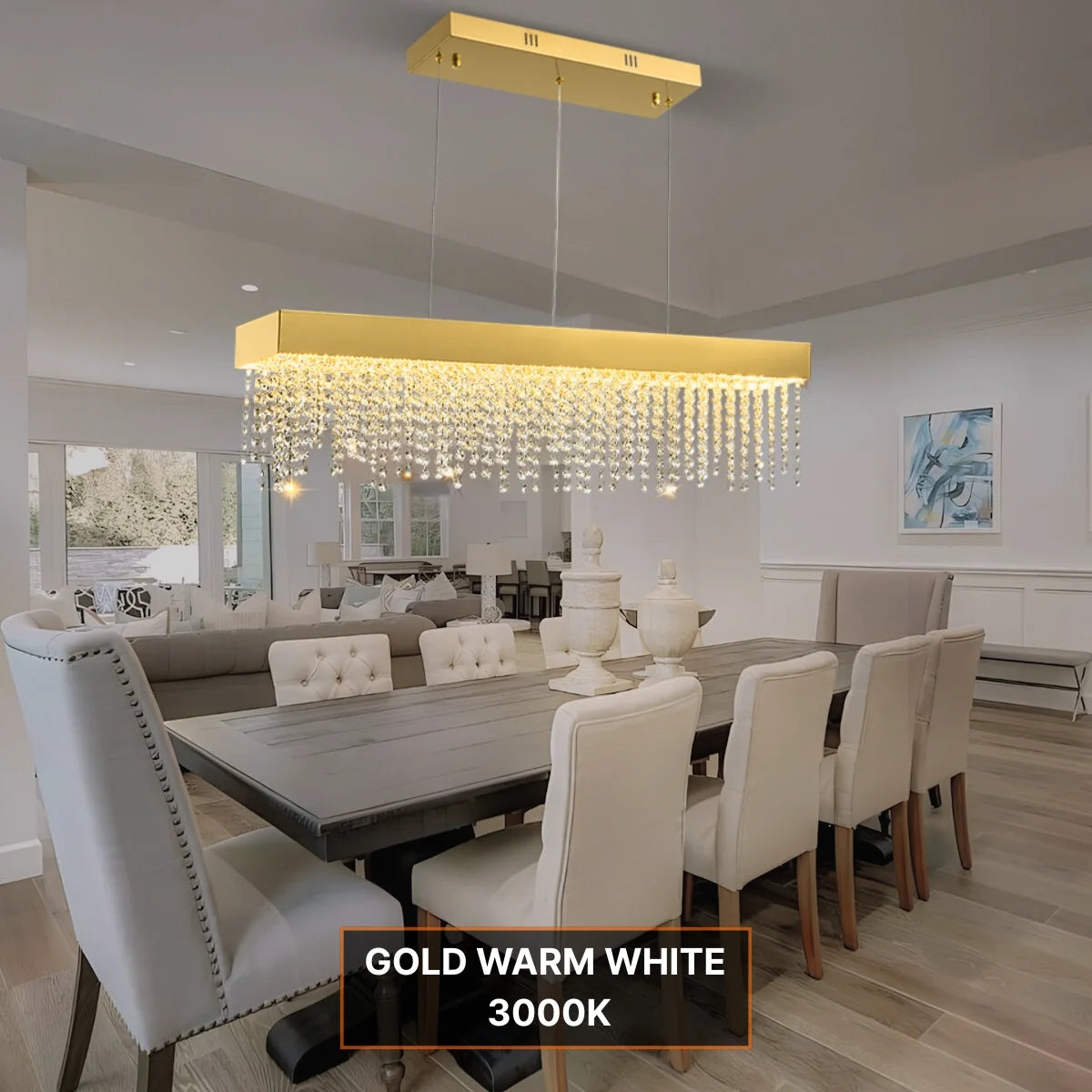 Bling Pendant Light-Gold crystal Chandelier For Modern Dining Room