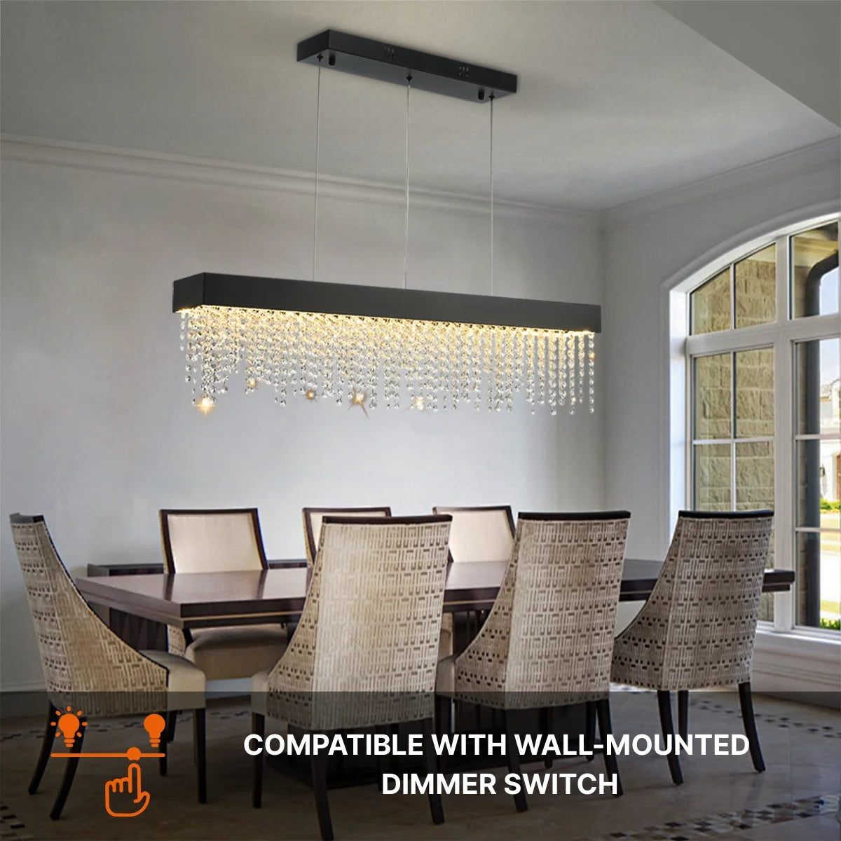 Bling Pendant Light-Gold crystal Chandelier For Modern Dining Room