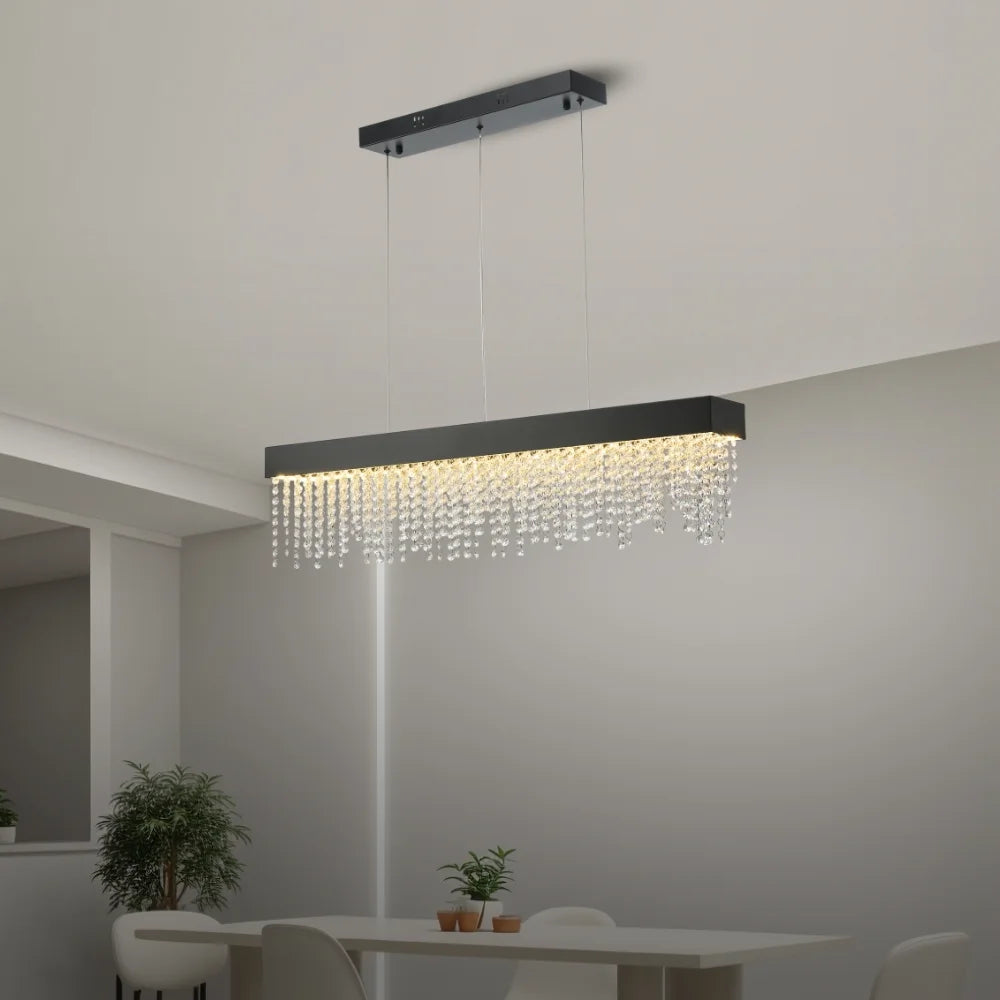 Bling Pendant Light-Gold crystal Chandelier For Modern Dining Room