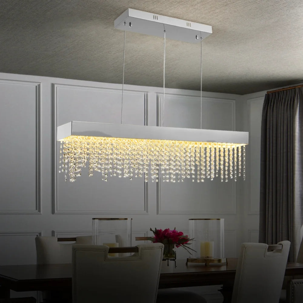 Bling Pendant Light-Gold crystal Chandelier For Modern Dining Room
