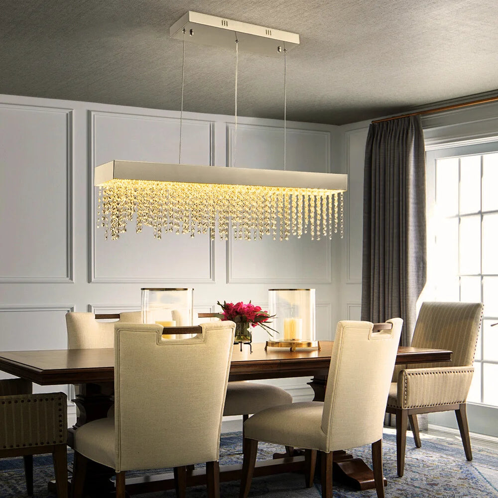Bling Pendant Light-Gold crystal Chandelier For Modern Dining Room