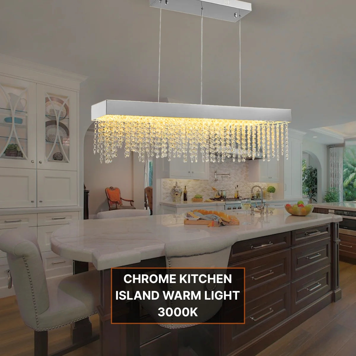 Bling Pendant Light-Gold crystal Chandelier For Modern Dining Room
