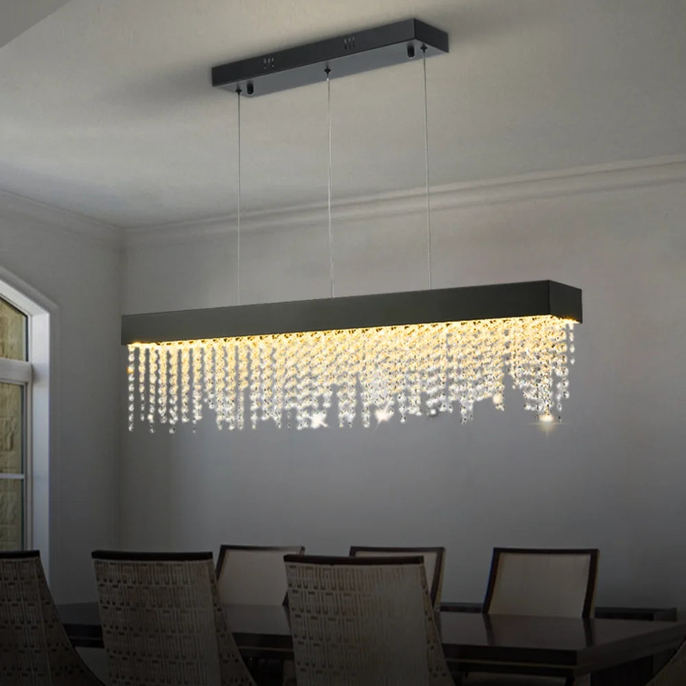 Bling Pendant Light-Gold crystal Chandelier For Modern Dining Room