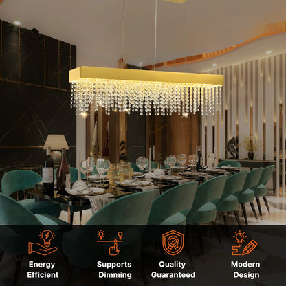 Bling Pendant Light-Gold crystal Chandelier For Modern Dining Room