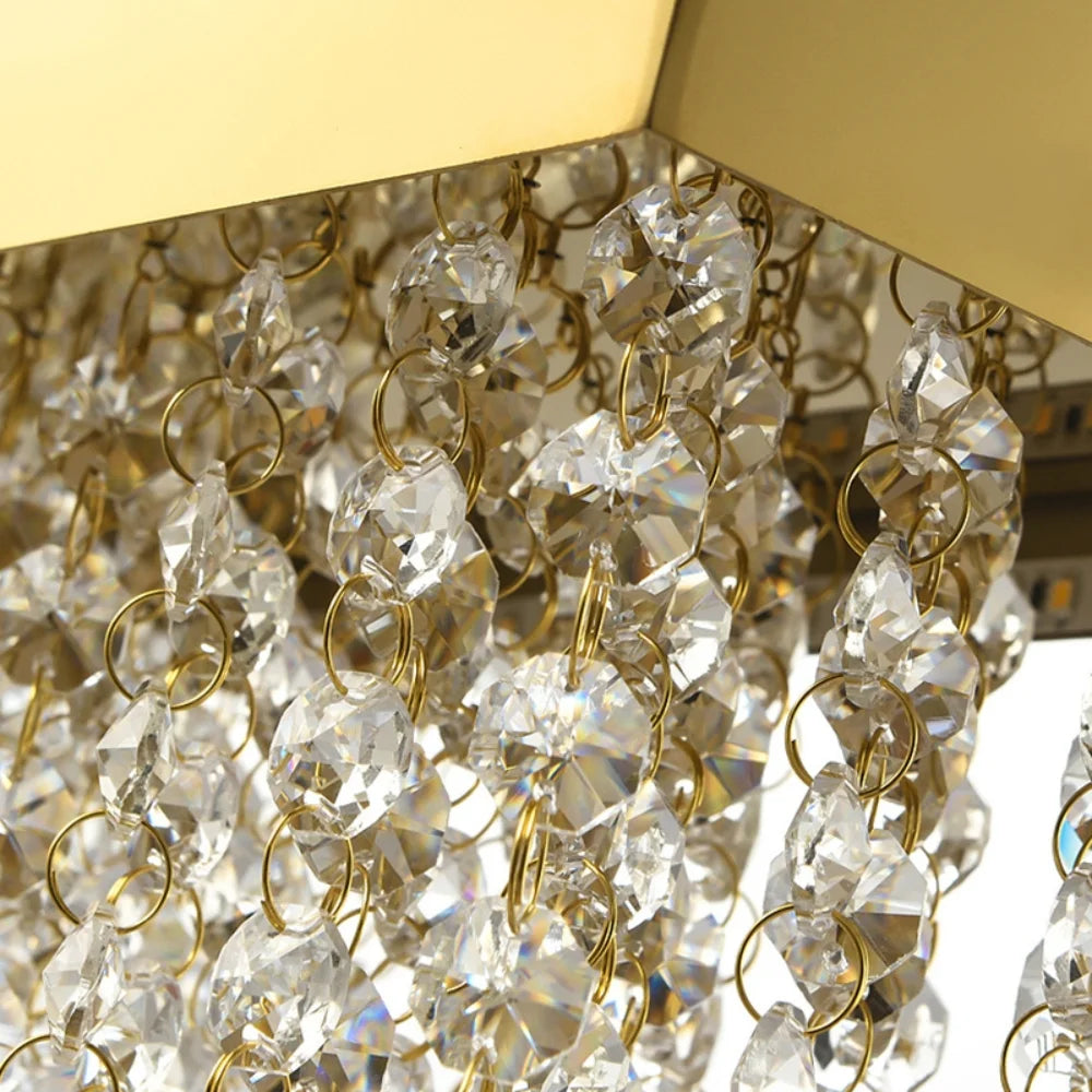 Bling Pendant Light-Gold crystal Chandelier For Modern Dining Room