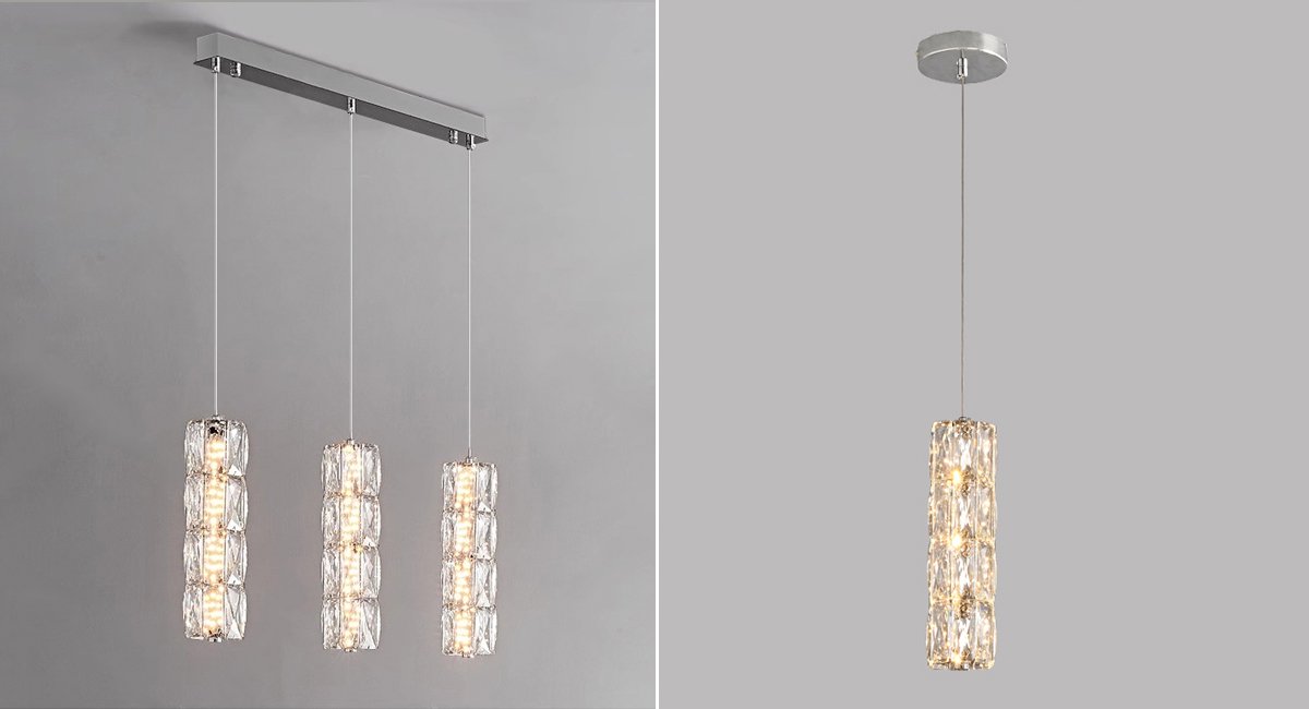 Bottle Pendant Light-Modern LED Three-Lights Crystal Pendant Lamp ForKitchen-Rea Shot