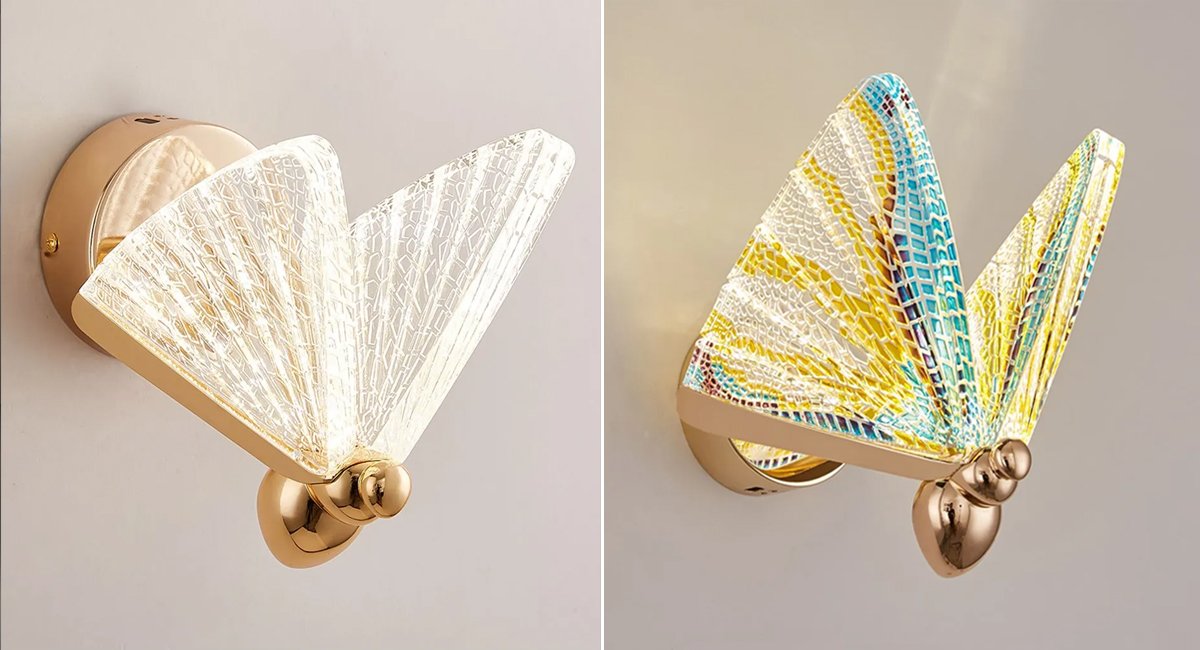 Butterfly Sconce-Glittering Butterfly LED Wall Lamps For Bedroom-Real Shot