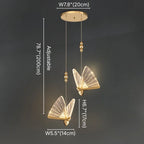 Butterfly Gold Crystal Pendant Light for Bedroom & Kitchen Island