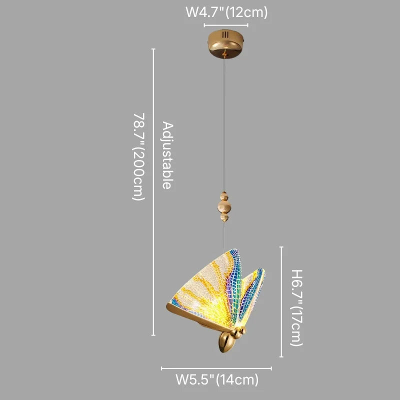 Butterfly Gold Crystal Pendant Light for Bedroom & Kitchen Island