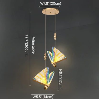 Butterfly Gold Crystal Pendant Light for Bedroom & Kitchen Island